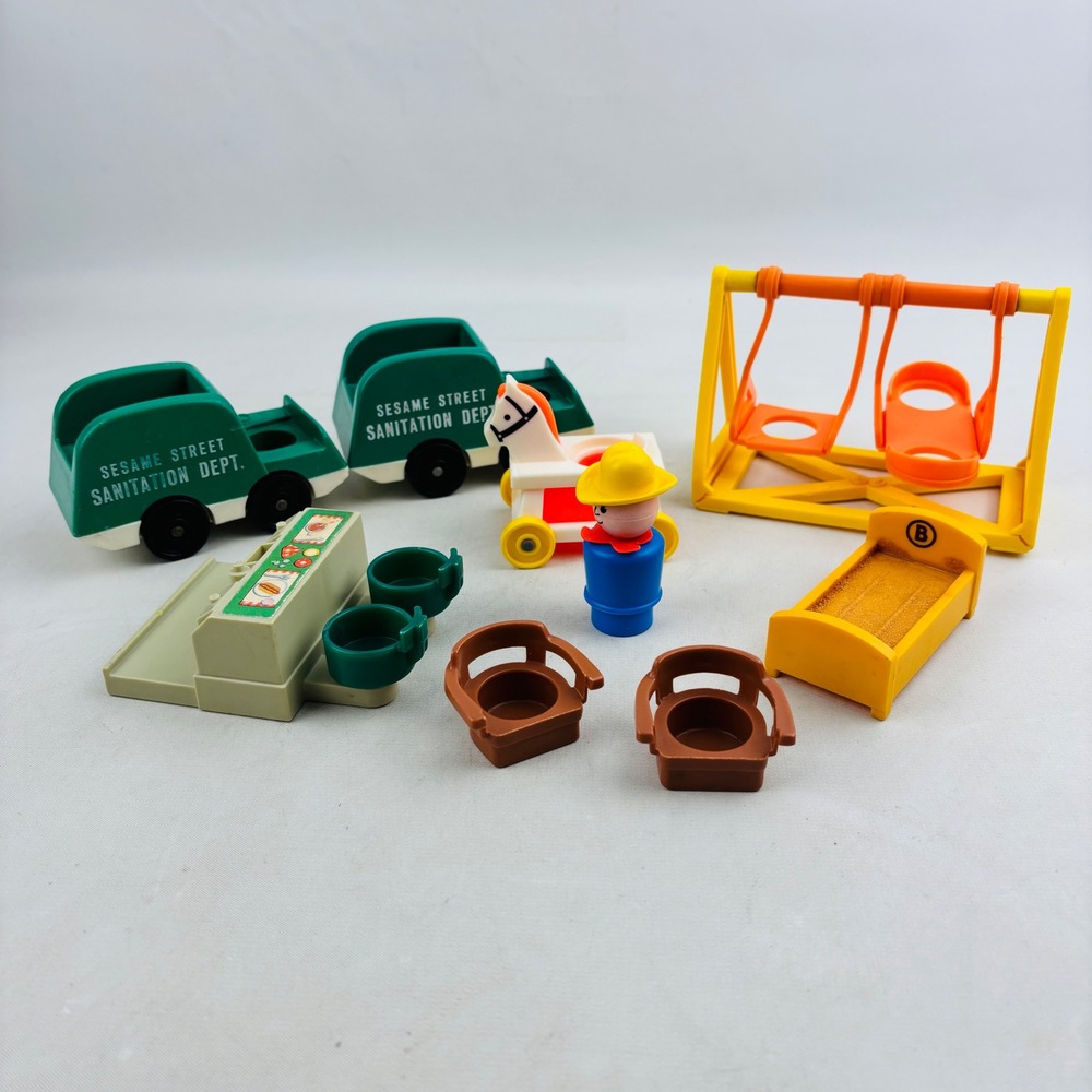 Fisher Price Little People Furniture Lot Cowboy Sesame Street‎ Trucks Playground